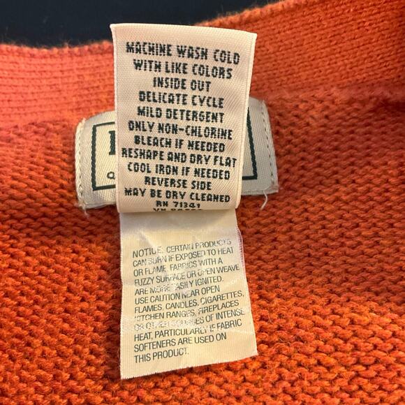 LL Bean Burnt Orange V Neck Button Front Cotton Grandpa Cardigan Size M - Picture 6 of 8